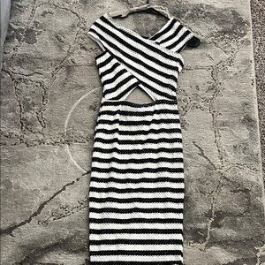 Chic One Shoulder Black and White Dress